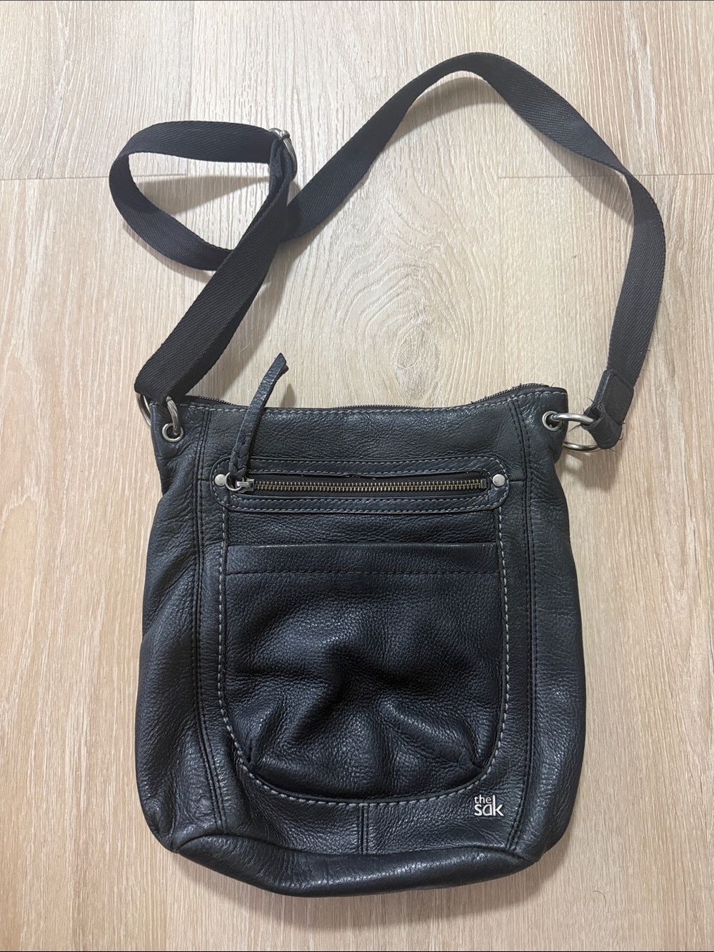 The Sak Black Pebble Leather Crossbody Bag